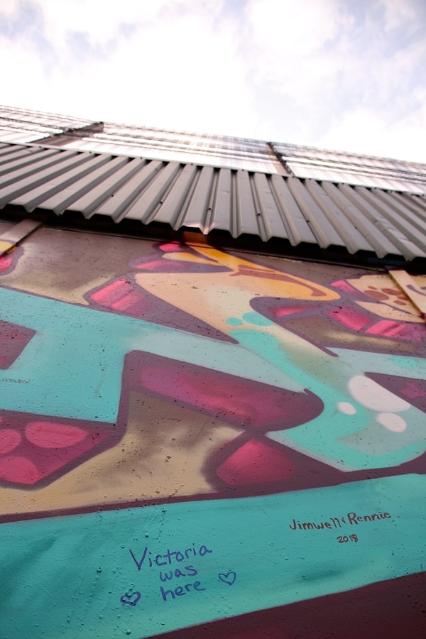 view looking up at the Peace Wall in Belfast