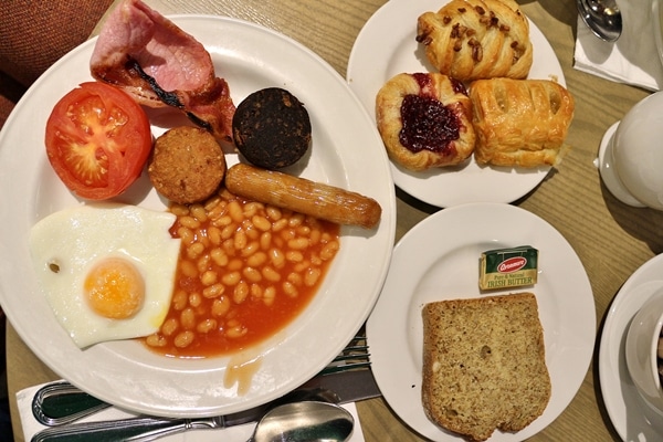 plates of food from a breakfast buffet