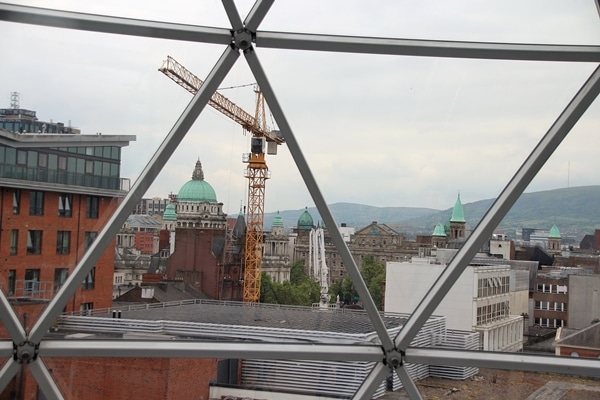 view of Belfast City Hall from Victoria Square\'s observatory dome