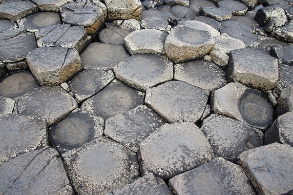 A close up of geometrically shaped rocks