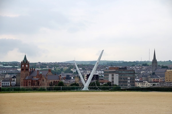 view of the Peace Bridge and Derry beyond