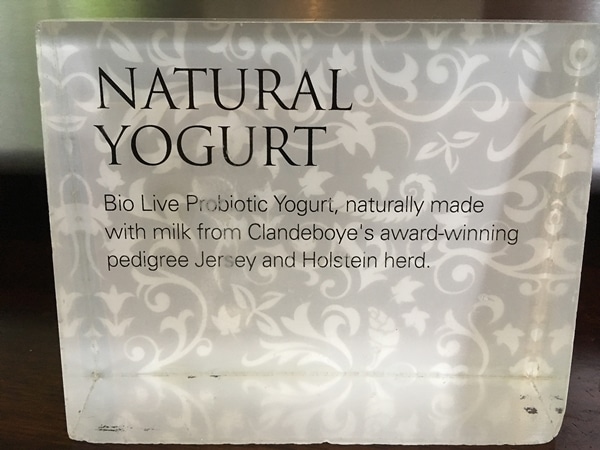 a sign that says Natural Yogurt