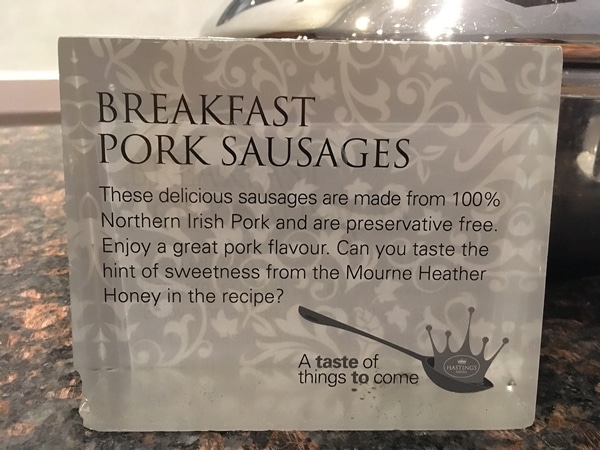 a sign for Breakfast Pork Sausages