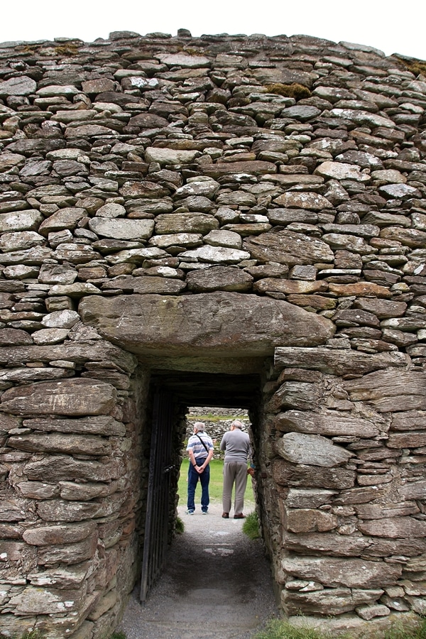 the entrance of a stone fort