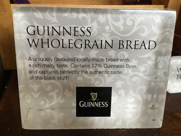 a sign that says Guinness Wholegrain Bread