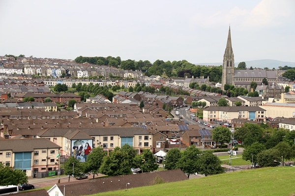 a wide view of Derry, Northern Ireland