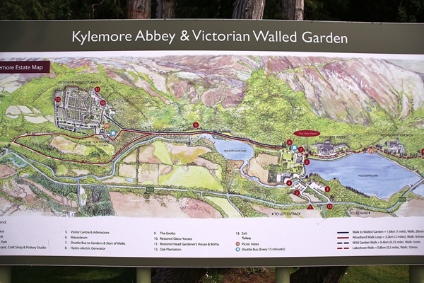 a map of the grounds of Kylemore Abbey