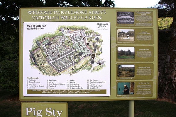 a map of the Kylemore Abbey Victorian Walled Garden