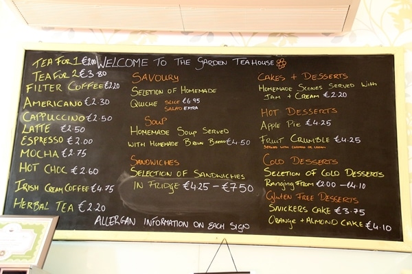 A close up of a blackboard menu