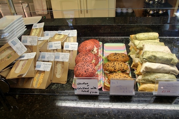 a food display in a cafe
