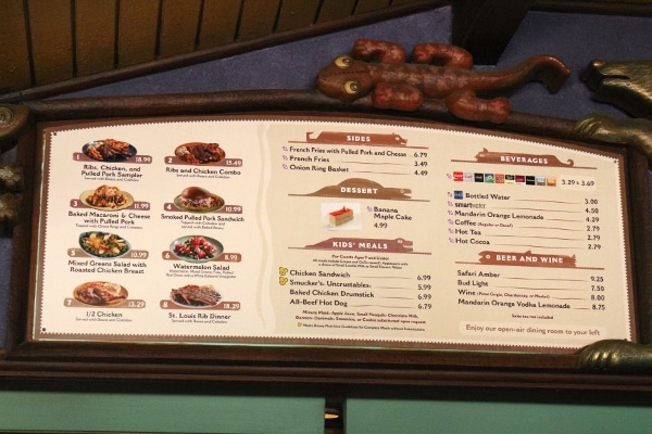 the Flame Tree BBQ menu