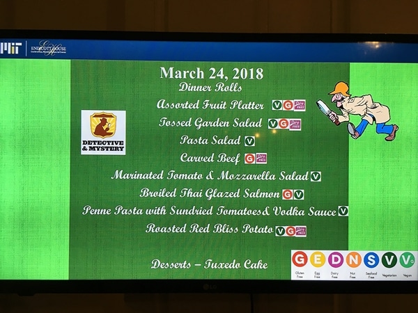a food menu on a screen