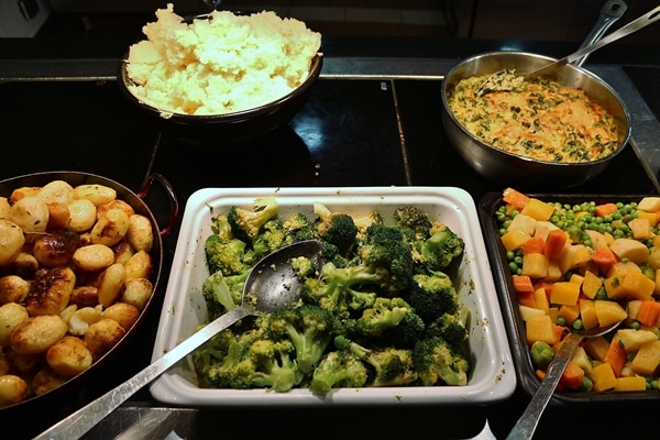 vegetables on a buffet