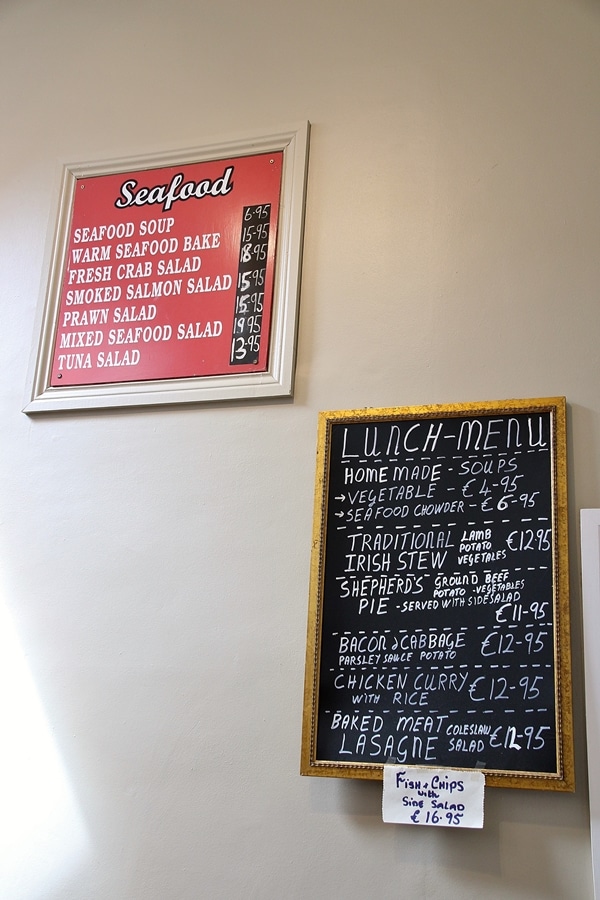 signs inside a restaurant