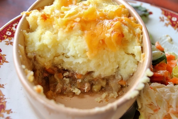 a half-eaten shepherd\'s pie