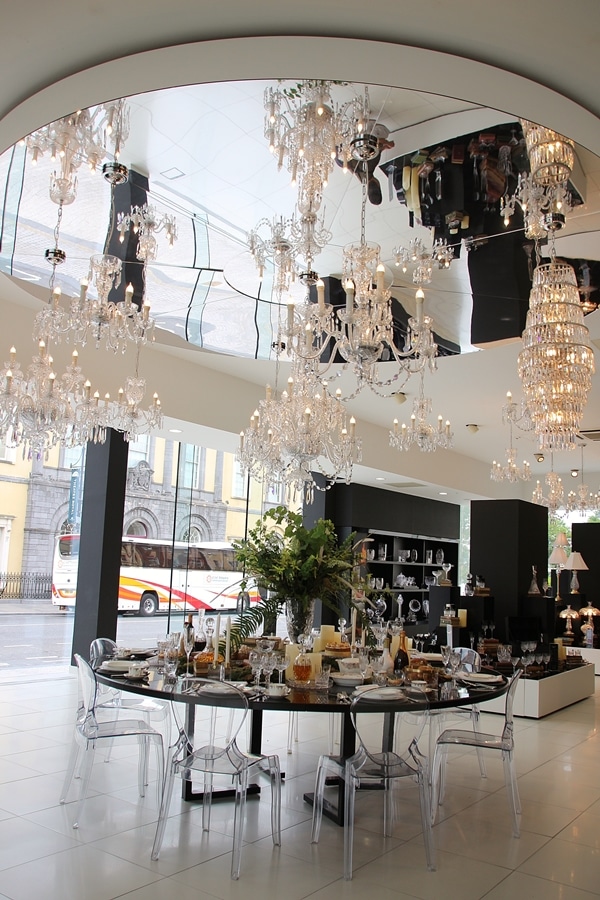 A large showroom filled with crystal