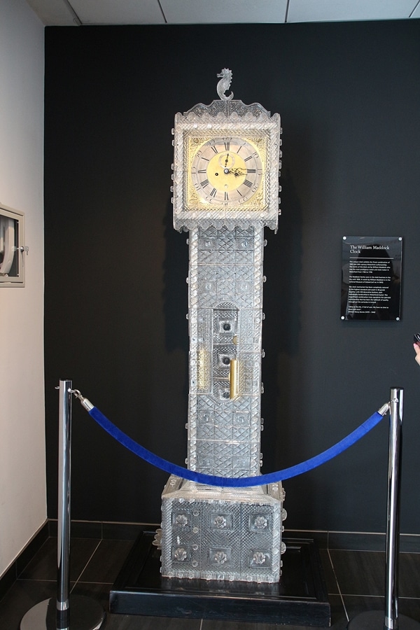 a grandfather clock made of crystal