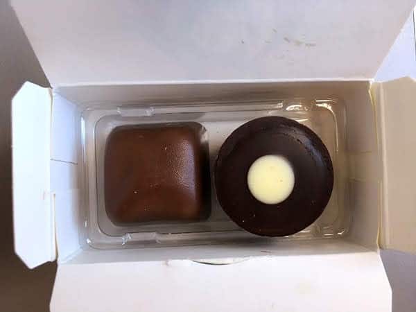 2 pieces of chocolate in a small box