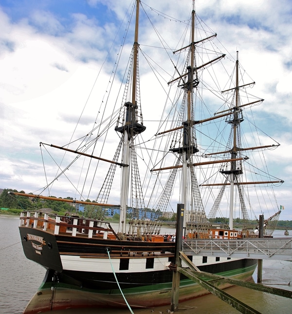 A large ship in the water