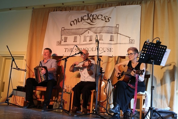 a band sitting up on stage