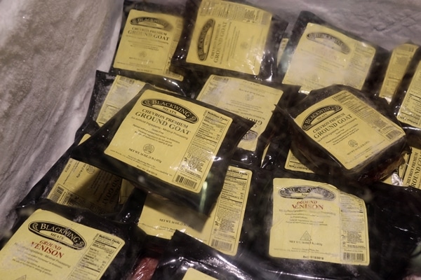 packages of ground goat and venison for sale