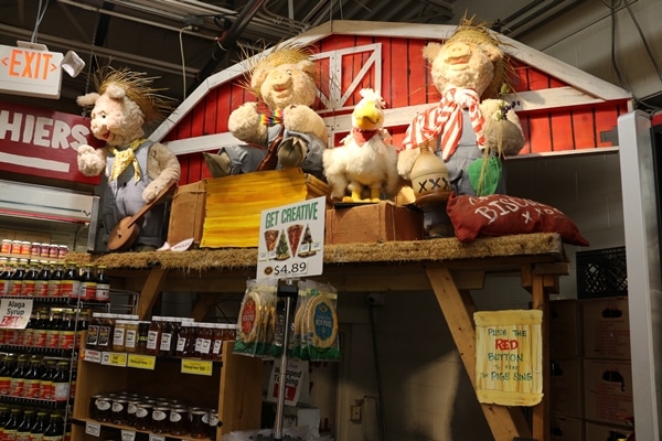 A group of fake animals on display in a store