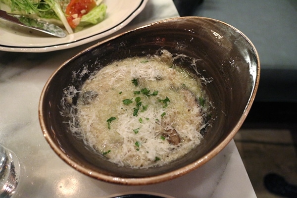 mushroom risotto in a bowl