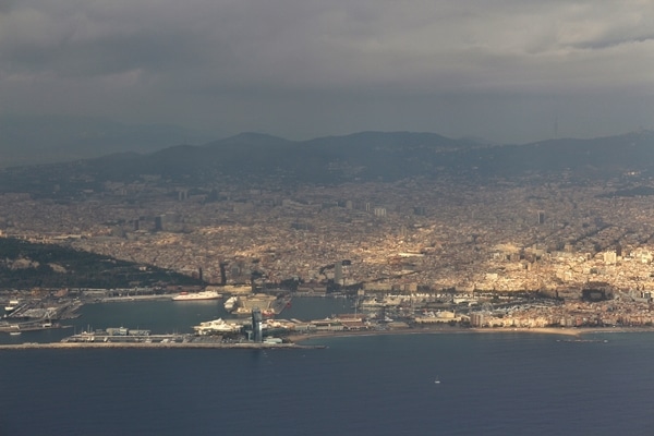 A view of Barcelona from the air