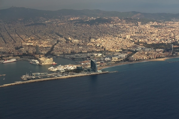 Barcelona from an airplane window