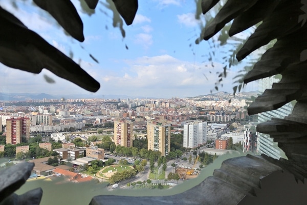 view of Barcelona through a hotel window