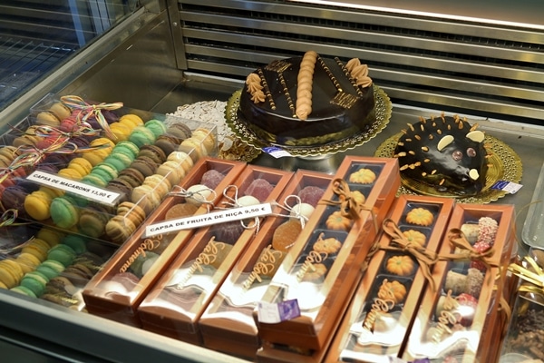 a display of confections in small boxes