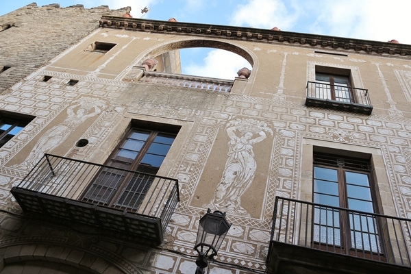 a fresco covered stone building