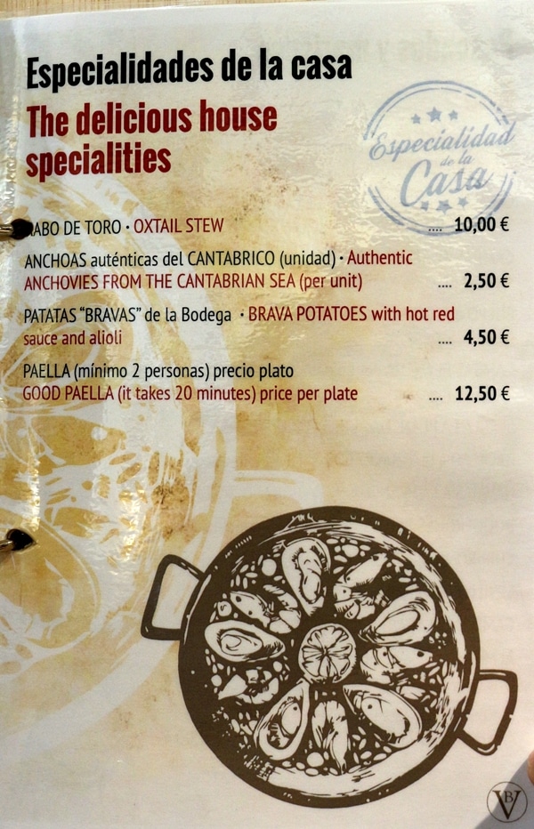 a restaurant menu