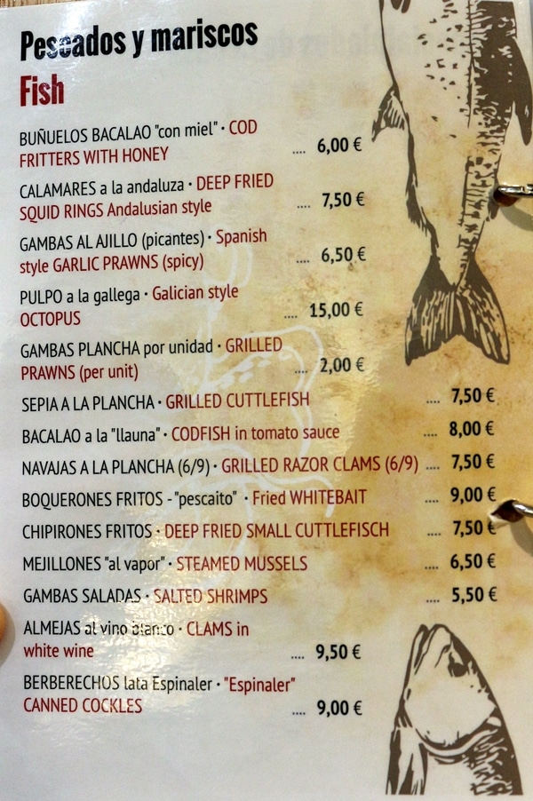 another page of a restaurant menu