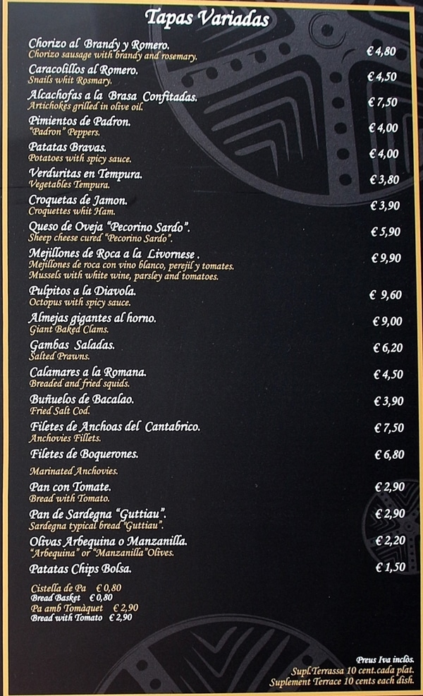 a restaurant menu board