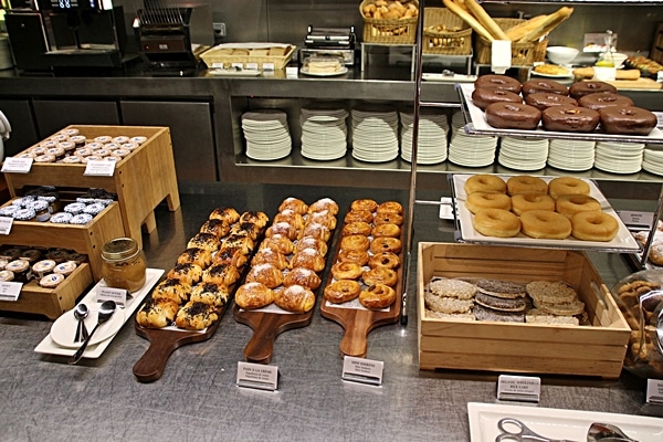 various pastries on a buffet line