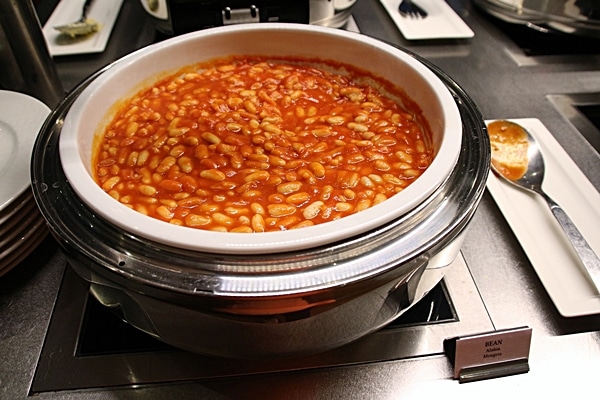 stewed beans on a buffet line