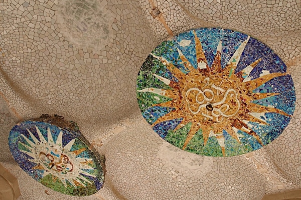 a colorful mosaic ceiling