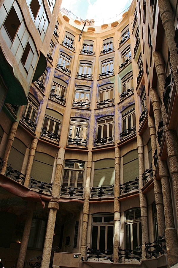 an open courtyard inside a tall building
