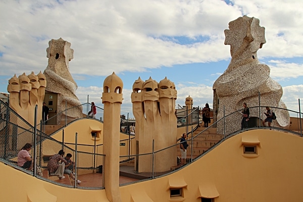 people on the Casa Milà rooftop