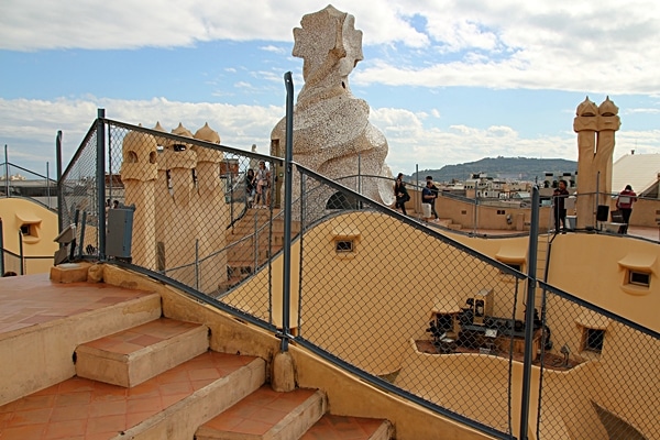 A close up steps on the Casa Milà roof
