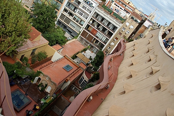 An aerial view of Barcelona from the roof of Casa Milà