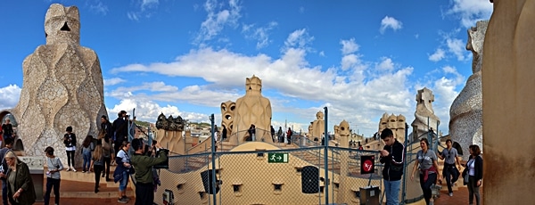 panoramic view of the Casa Milà rooftop