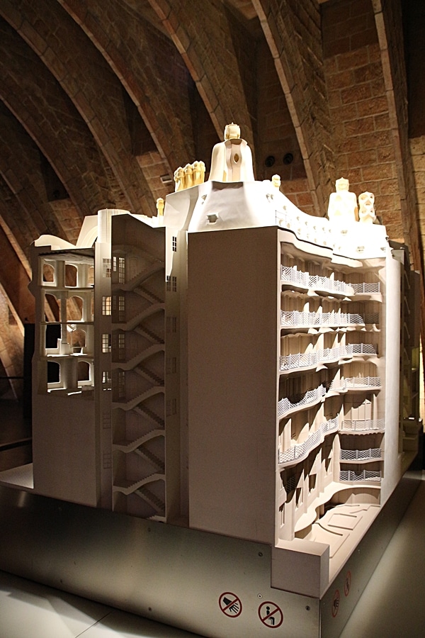 side angle of a model of Casa Milà