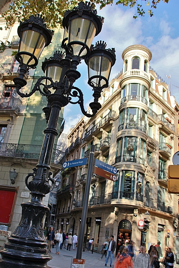 a lamppost in front of a building