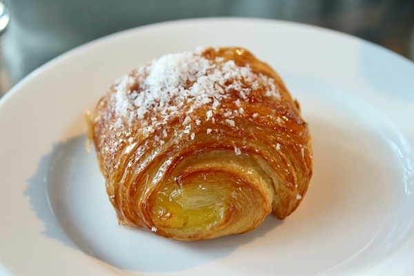 A close up of a pastry on a plate