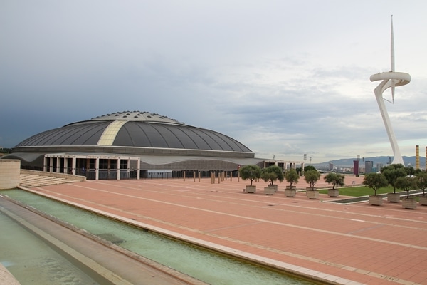 a building and tower inside the Barcelona Olympic complex