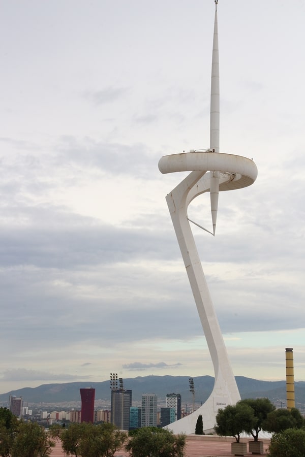 a tall white communications tower