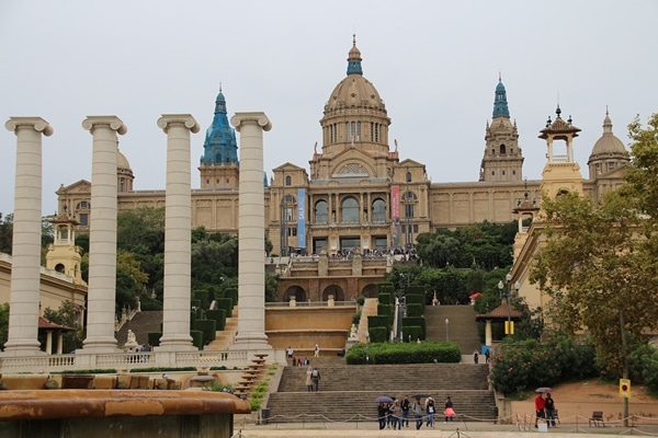 a large building at the top of a hill