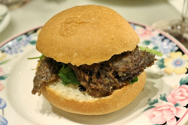 A close up of a sandwich on a plate